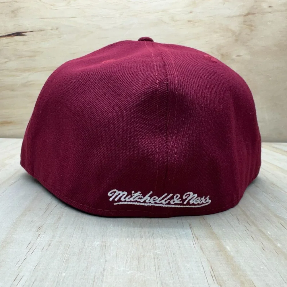 NEW Boston Red Sox Mitchell Ness Fitted sz 7 3/4 Liberty Fit Hat Cap Maroon